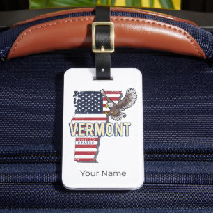 Vermont United States Retro State Map Vintage USA Luggage Tag