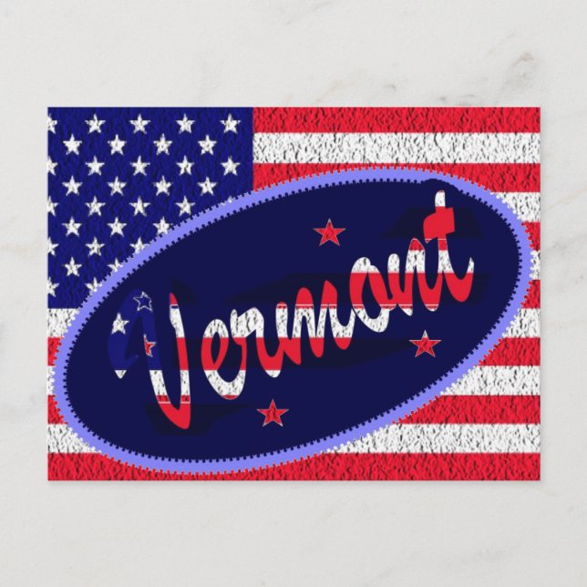 Vermont US flag postcard (Front)