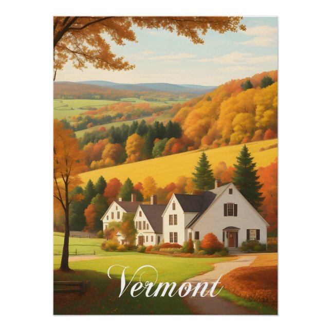 Vermont USA Autumn Scene Poster (Front)