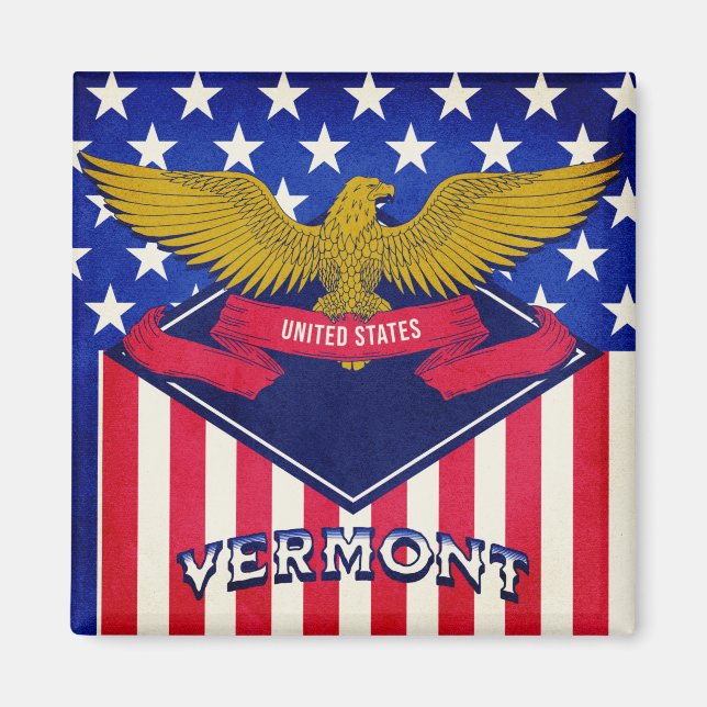 Vermont USA Flag Magnet (Front)