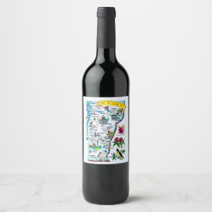 Vermont Vintage Map  Wine Label