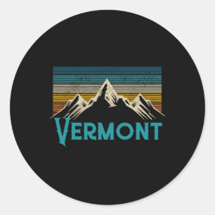 Vermont Vintage Mountains Retro Hiking Souvenir Gi Classic Round Sticker