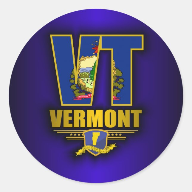 Vermont (VT) Classic Round Sticker (Front)