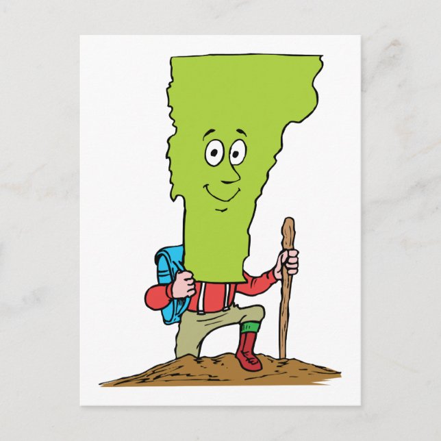 Vermont VT Hiker Vintage Travel Souvenir Postcard (Front)