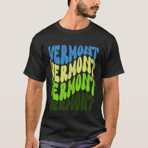 Vermont Wavy Text Patriotic Design T-Shirt