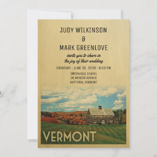 Vermont Wedding Invitation Vintage Mid-Century