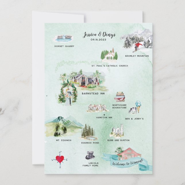 Vermont Wedding Weekend | Itinerary Map Invitation (Front)