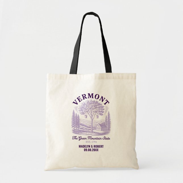 Vermont Wedding Welcome Bag, State Love Tote Bag (Front)