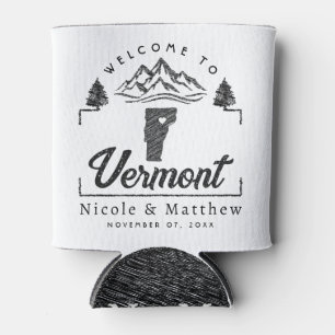 Vermont Wedding Welcome Minimalist Elegant Can Cooler