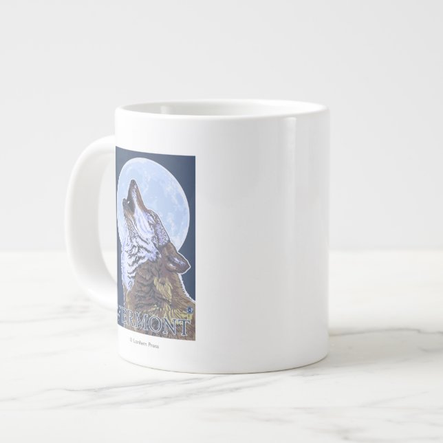 VermontHowling Wolf Large Coffee Mug (Front Left)