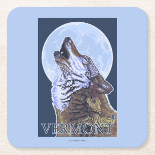 VermontHowling Wolf Square Paper Coaster