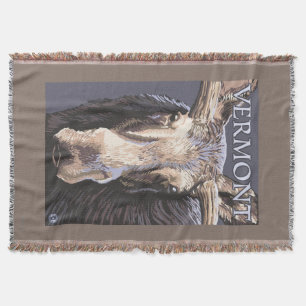 VermontMoose Up Close Throw Blanket