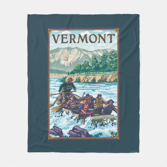VermontRiver Rafting Scene Fleece Blanket (Front)