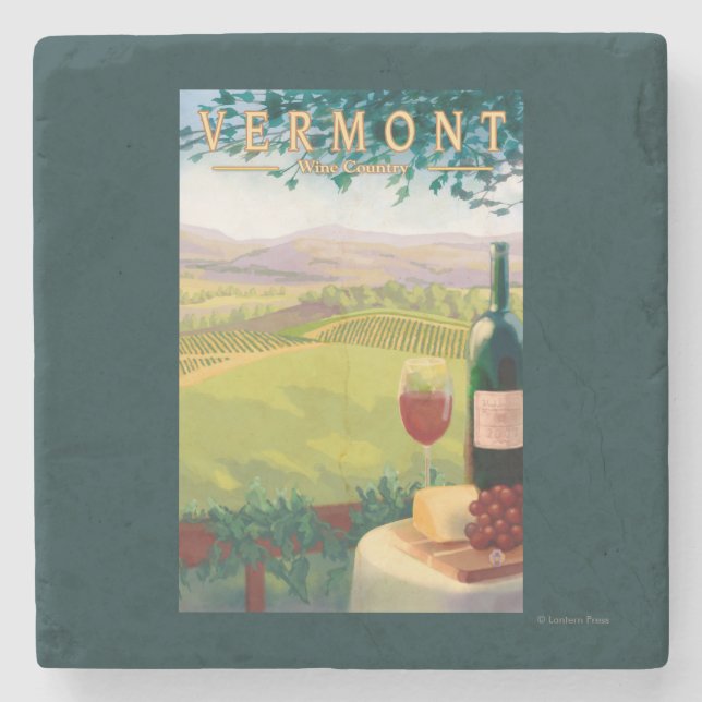 VermontWine Country Scene Stone Coaster (Front)