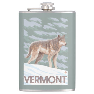 VermontWolf Scene Hip Flask