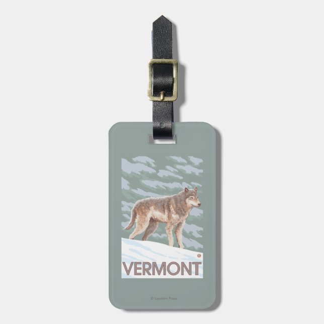 VermontWolf Scene Luggage Tag (Front Vertical)