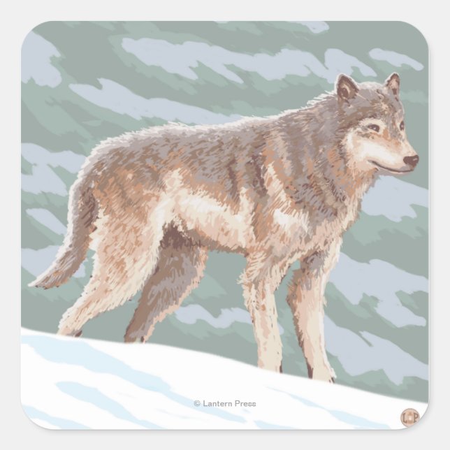 VermontWolf Scene Square Sticker (Front)