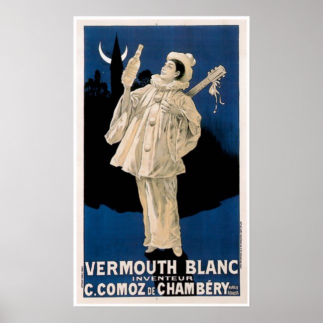 Vermouth Blanc Vintage Drink Ad Art Poster (Front)