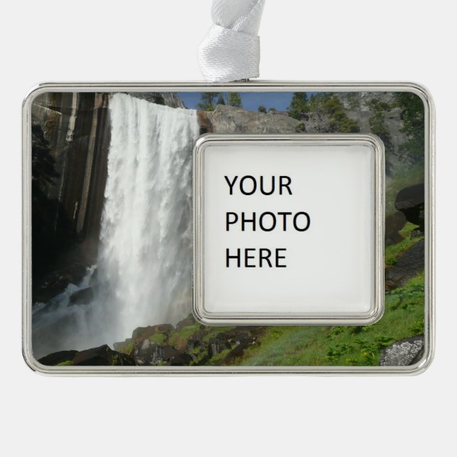 Vernal Falls I in Yosemite National Park Silver Plated Framed Ornament (Front)