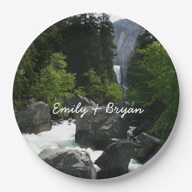 Vernal Falls in the Distance at Yosemite Paper Plate (Front)