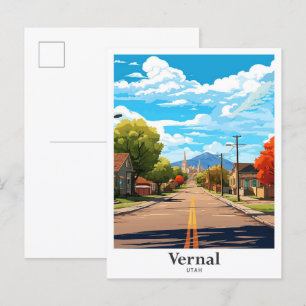 Vernal Utah Art Vintage Travel Illustration Postcard