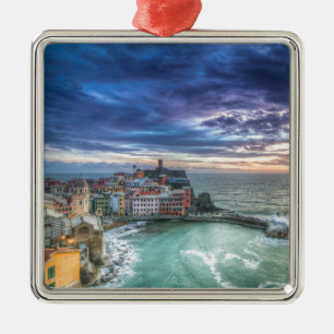 Vernazza at sunset, Italy Metal Tree Decoration