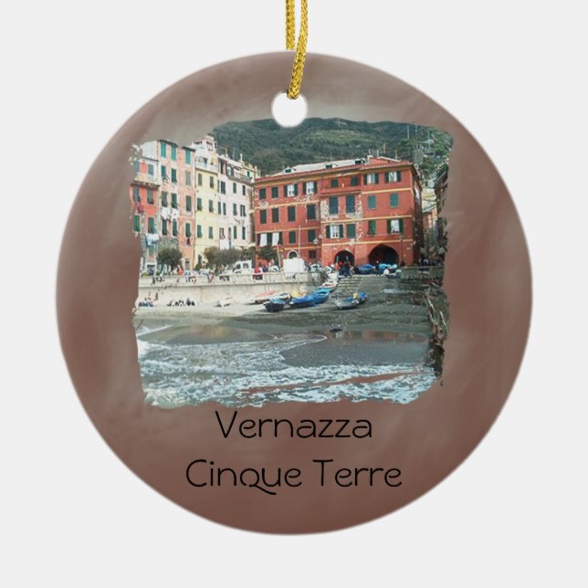 Vernazza - Cinque Terre Ceramic Tree Decoration (Front)