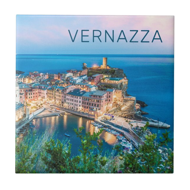 Vernazza Cinque Terre La Spezia Italy Panorama Tile (Front)