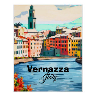 Vernazza Cinque Terre postcard, Italy postcard, Tr Poster