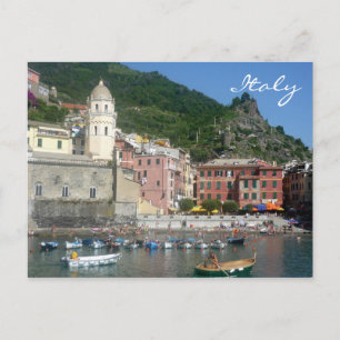 vernazza italy boats postcard