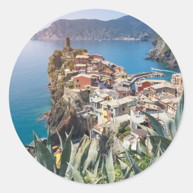 Vernazza town in the Cinque Terre Classic Round Sticker (Front)