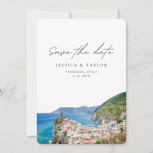 Vernazza Wedding Cinque Terre Save the Date Invitation (Front)