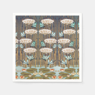 Verneuil Dragonfly Water Lily Art Nouveau: Vintage Napkin