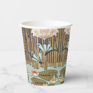 Verneuil Dragonfly Water Lily Art Nouveau: Vintage Paper Cups