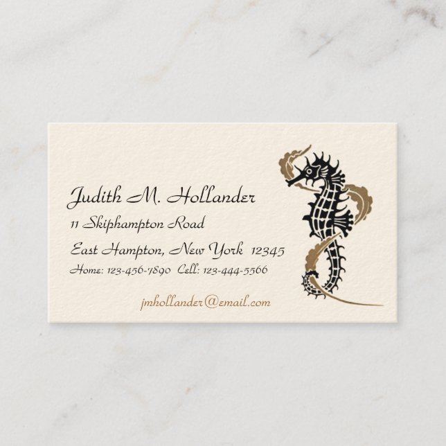 Verneuil Seahorse Art Nouveau Business Cards (Front)