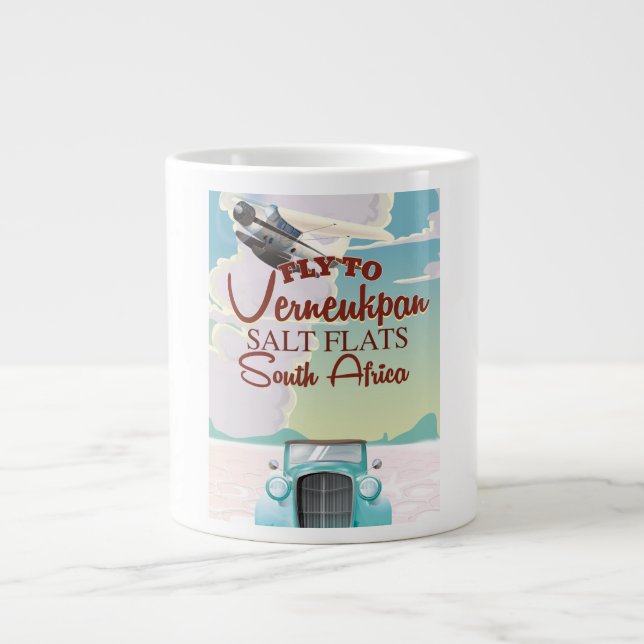 Verneukpan Salt Flats South Africa travel poster Large Coffee Mug (Front)