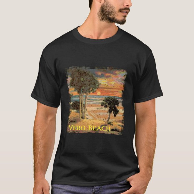 Vero Beach Fl Palm Tree Beach Style T-Shirt (Front)