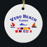 Vero Beach FL Signal Flags Ceramic Tree Decoration<br><div class="desc">This original Vero Beach,  Florida (spelled out in maritime flags) design is one of many custom USA creations by Worldshop.</div>