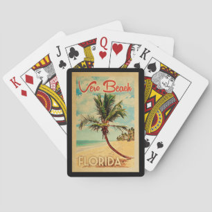 Vero Beach Florida Palm Tree Beach Vintage Travel Playing Cards