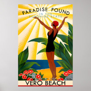 VERO BEACH Florida Paradise Found Sunburst New Poster