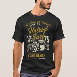 Vero Beach Florida Retro Hotrod Surf 10 T-Shirt