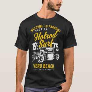 Vero Beach Florida Retro Hotrod Surf Distressed 3 T-Shirt