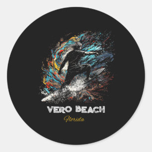 Vero Beach Florida Surfing Surfboard Classic Round Sticker