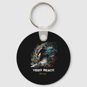 Vero Beach Florida Surfing Surfboard Key Ring