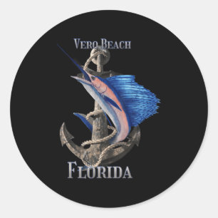 Vero Beach Florida Swordfish Marlin Ocean Fishing Classic Round Sticker