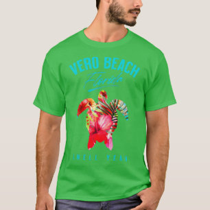 Vero Beach Florida Tropical Hibiscus Flowers Sea T T-Shirt