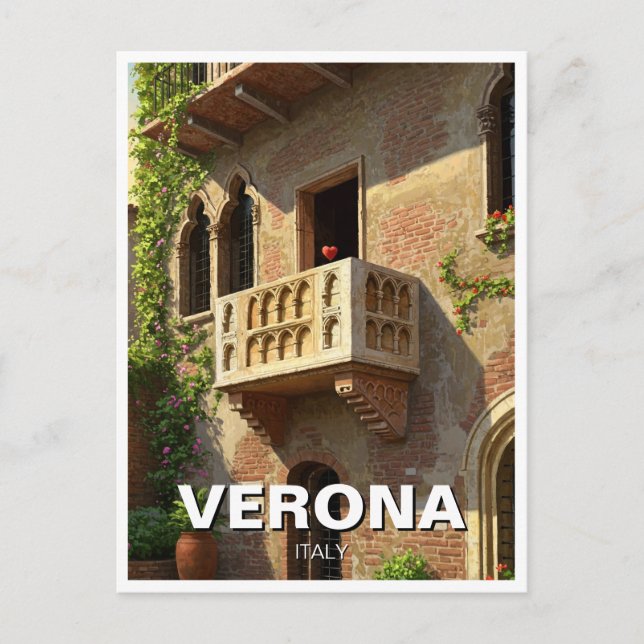 Verona Balcony Italy Travel Postcard (Front)