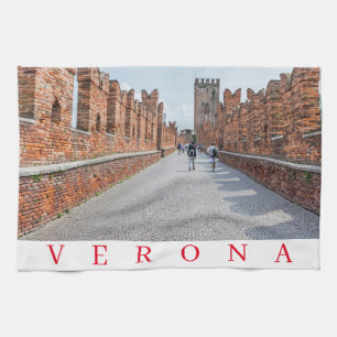 Verona Castelvecchio Bridge tea towel