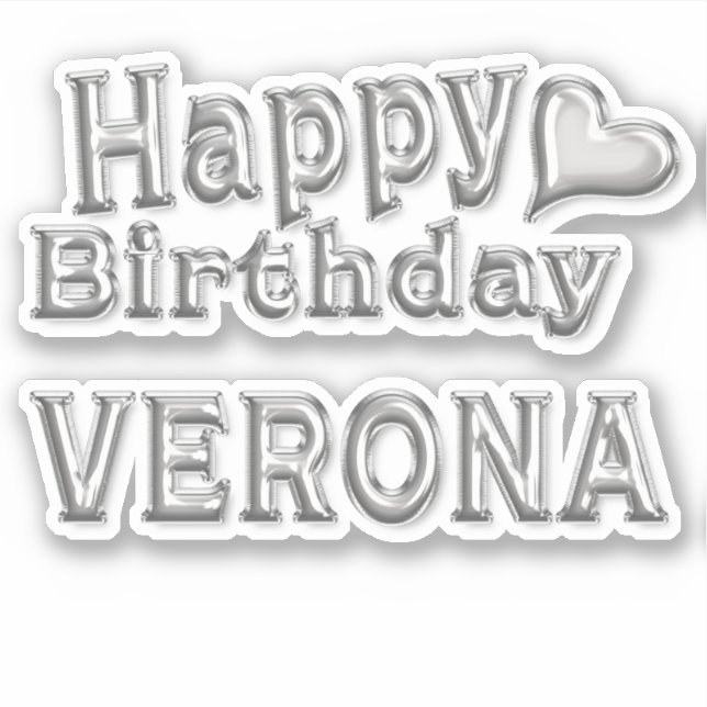 Verona Happy Birthday silver Sticker (Front)