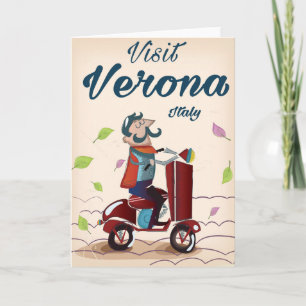 Verona Italian scooter travel poster Holiday Card